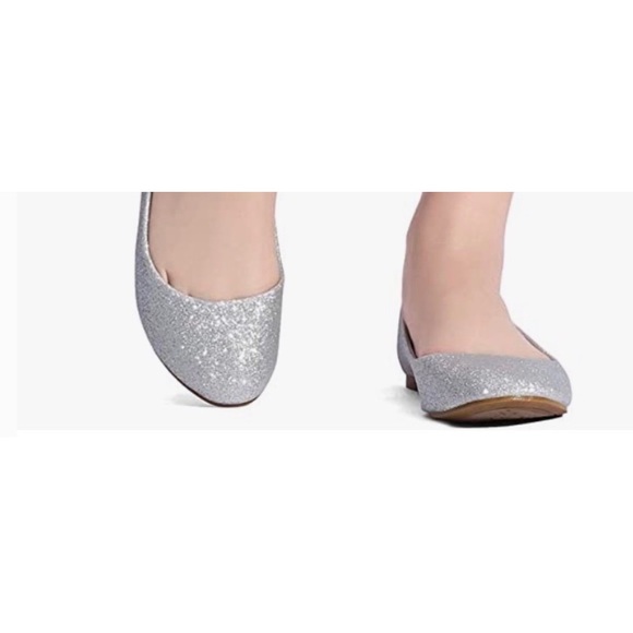 DREAM PAIRS Silver Glitter Sparkly Ballet Flats - Picture 2 of 2
